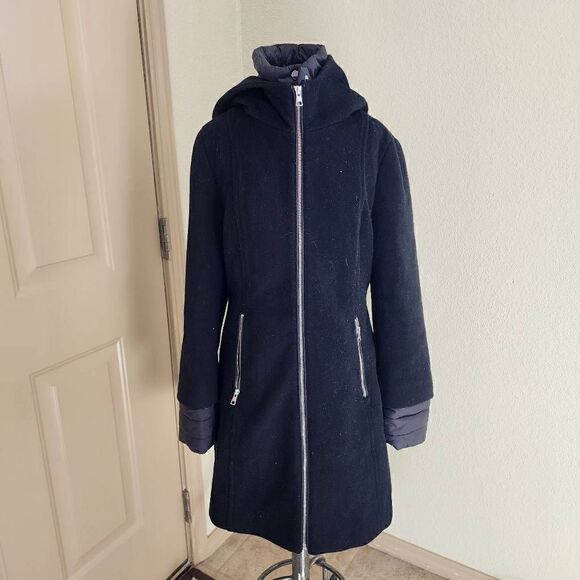 Soia & Kyo Rooney Hooded Mixed Media Coat M - Picture 9 of 11